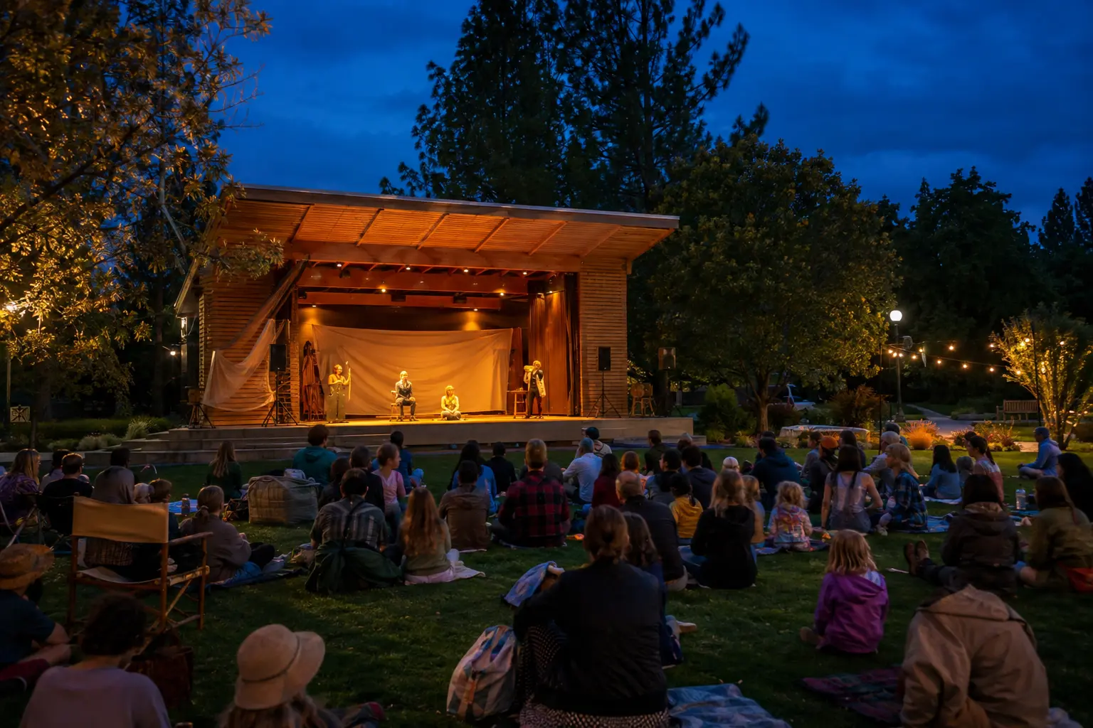An audience gathering for a live outdoor performance
